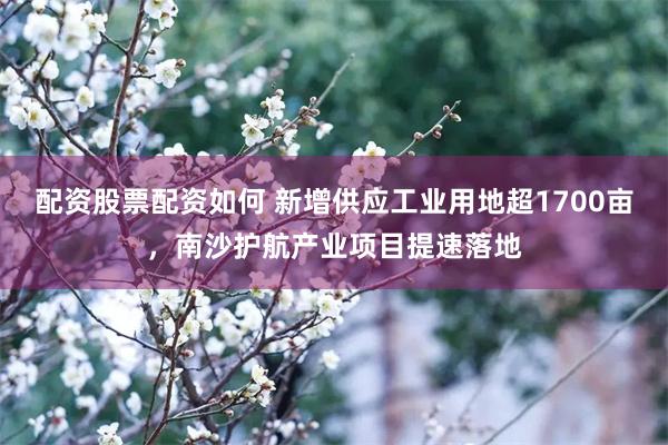 配资股票配资如何 新增供应工业用地超1700亩，南沙护航产业项目提速落地