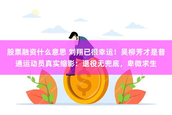 股票融资什么意思 刘翔已很幸运！吴柳芳才是普通运动员真实缩影：退役无兜底，卑微求生