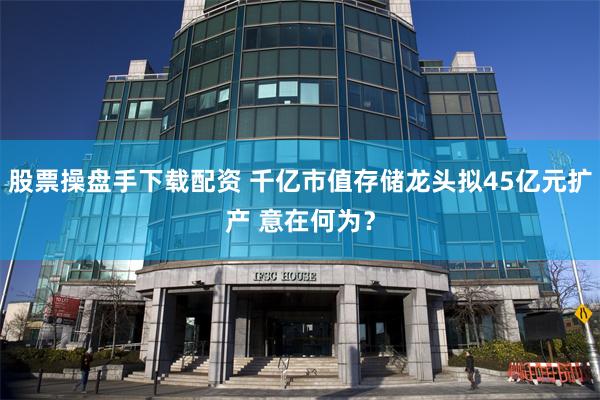 股票操盘手下载配资 千亿市值存储龙头拟45亿元扩产 意在何为？